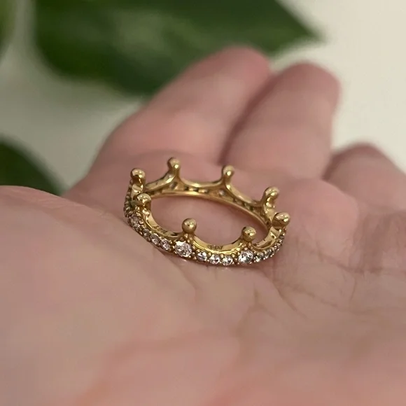 Retired Pandora Gold Crown Ring 👑 Size 5 - Picture 3 of 14